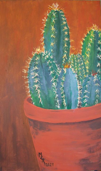 Peinture intitulée "Cactus revisités 1" par Maryse Curinier-Rochette, Œuvre d'art originale, Acrylique