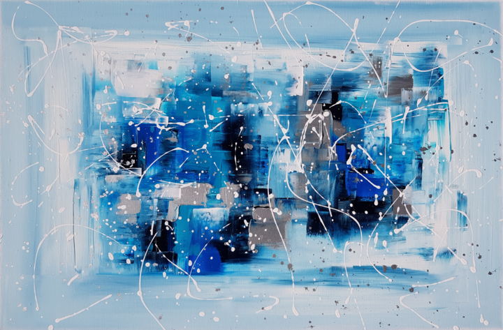 Painting titled "BLEUET" by Sandrine Hartmann, Original Artwork, Acrylic