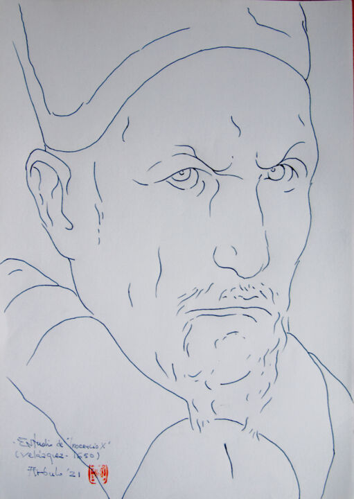 SERIE ESTUDIOS "INOCENCIO X" (Velázquez - 1650) 图画, 11.7x8.3 in