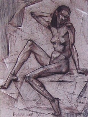 Σχέδιο με τίτλο "Model" από Alexey Kriventsov, Αυθεντικά έργα τέχνης