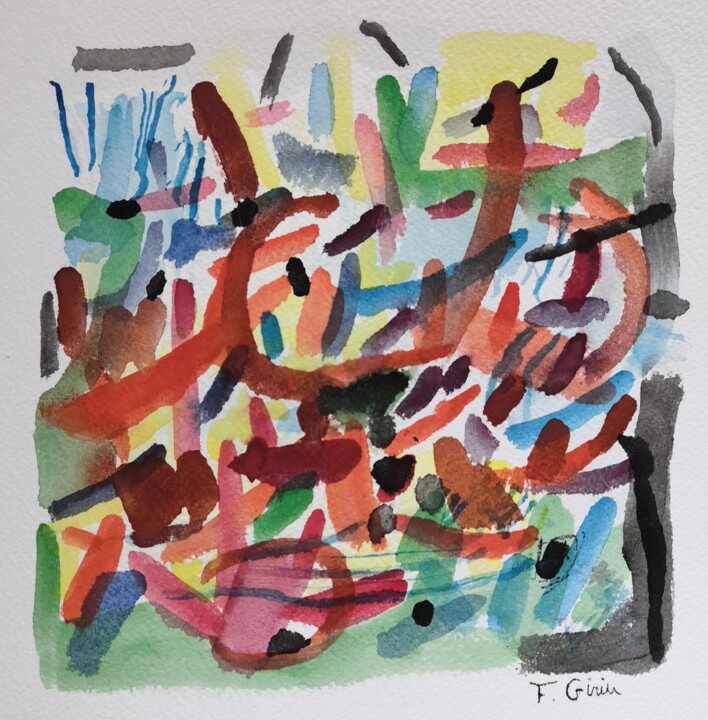 Painting titled "Sous le vent" by Frédérique Girin, Original Artwork, Watercolor Mounted on Plexiglass