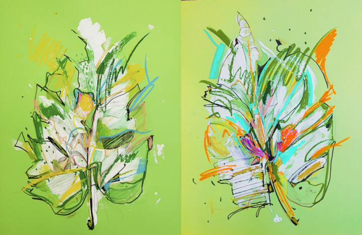 diptych Graphics "Moment of Spring" 2 works 绘画, 25.6x39.4 in
