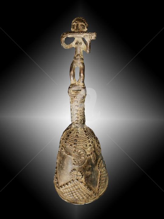 Cloche Baoule en Bronze tribal art premier KA2021A007 雕塑, 11.8x4.7 in
