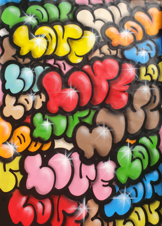 Painting titled "Flop Love" by Maxime Blachère, Original Artwork, Acrylic