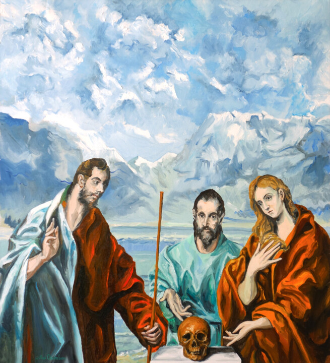 Painting titled "L'aporie" by Gilles Chambon, Original Artwork, Oil Mounted on Wood Stretcher frame