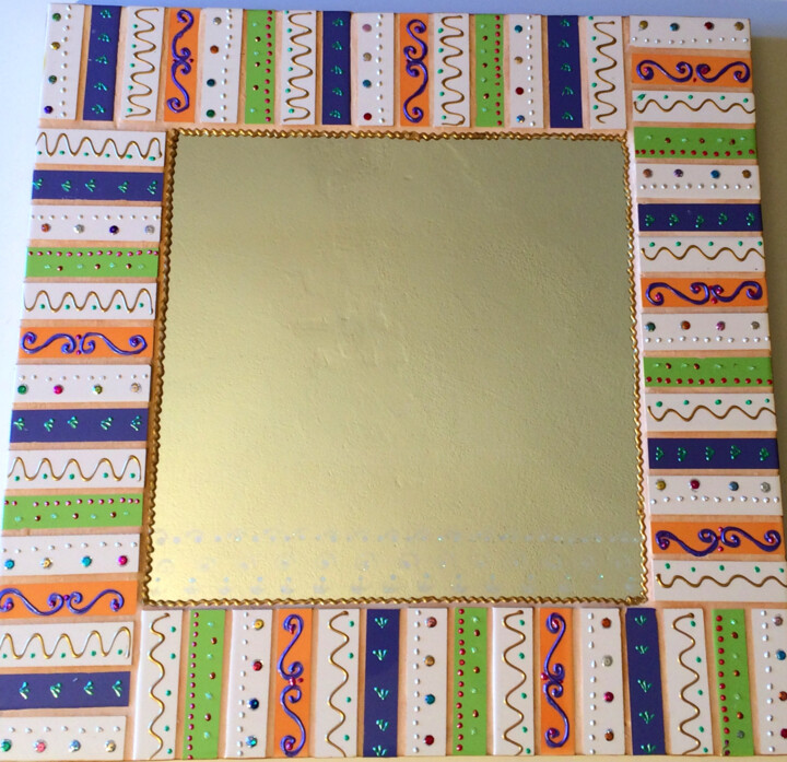 miroir mosaïque carré 'rayures bayadères ' 设计, 23.6x23.6 in
