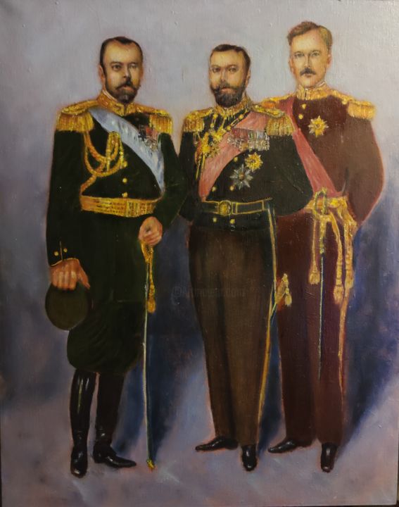 wapenbroeders (1914, Nicholas II, George V, Albert I) 绘画, 39.4x31.5 in