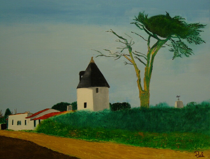 Pintura titulada "Le moulin de la Boi…" por Pich, Obra de arte original, Oleo Montado en Bastidor de camilla de madera