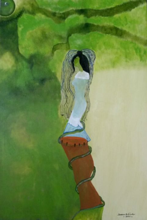 La Déesse aux mille couleuvres 绘画, 14.2x9.5 in