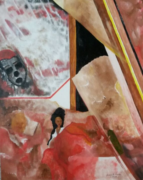 La Damnée 绘画, 11.8x9.5 in