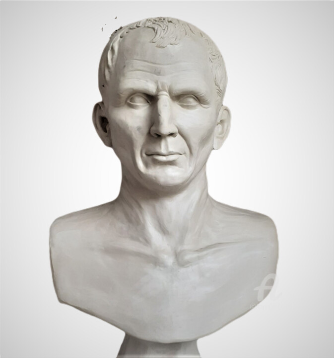 Sculptuur getiteld "César - Plâtre" door Atelier Mélyne Sculpture, Origineel Kunstwerk, Gips