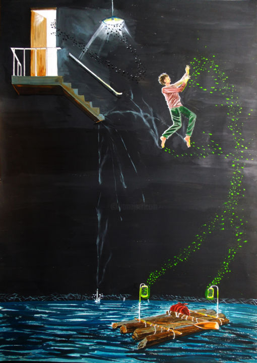 JUMP INTO THE RIVER 绘画, 39.4x27.6 in