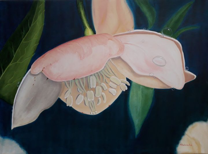 Painting titled "hello spring" by Éva Mihalovics, Original Artwork, Oil