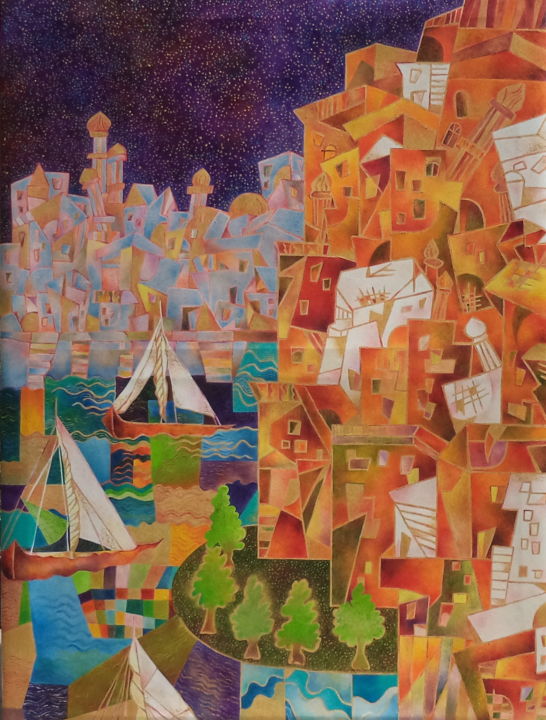 By the lake 绘画, 40x30 in