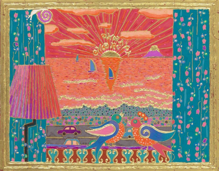 SEASIDE ROMANCE 绘画, 12.5x16.1 in