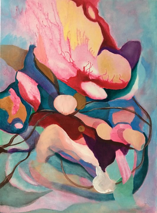 Prendre soin de son nid II 绘画, 28.7x21.3 in