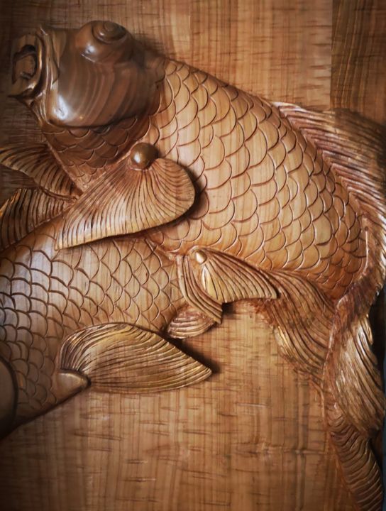 Carpes koï 雕塑, 24x18.1 in