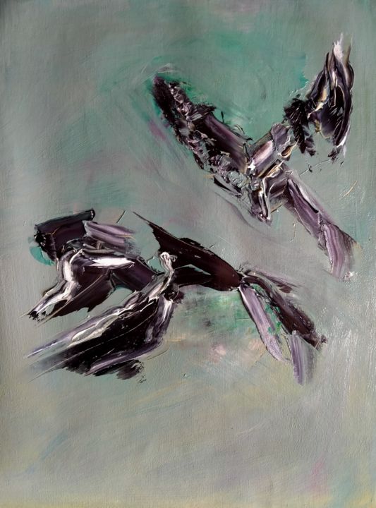 Painting titled "Phoenix" by Atignas Art, Original Artwork, Oil Mounted on Wood Panel