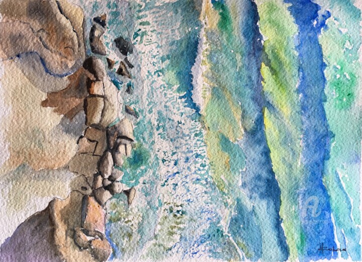 제목이 "Aerial Seashore I"인 미술작품 Horacio Cobas로, 원작, 수채화