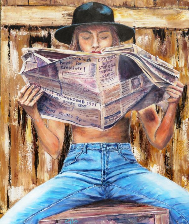 Peinture intitulée "A LA UNE" par Chantal Martin (chm), Œuvre d'art originale, Acrylique