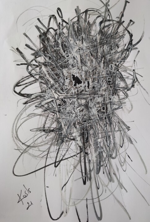 DESSIN ACRYLIQUE SUR PAPIER 224 G 2021/006 图画, 11.7x8.3 in