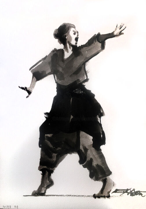 N°718 Ana Lee Evans. danse contemporaine 绘画, 11.7x8.3 in