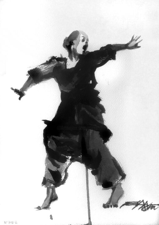 N°718-2 Ana Lee Evans. danse contemporaine 绘画, 11.7x8.3 in