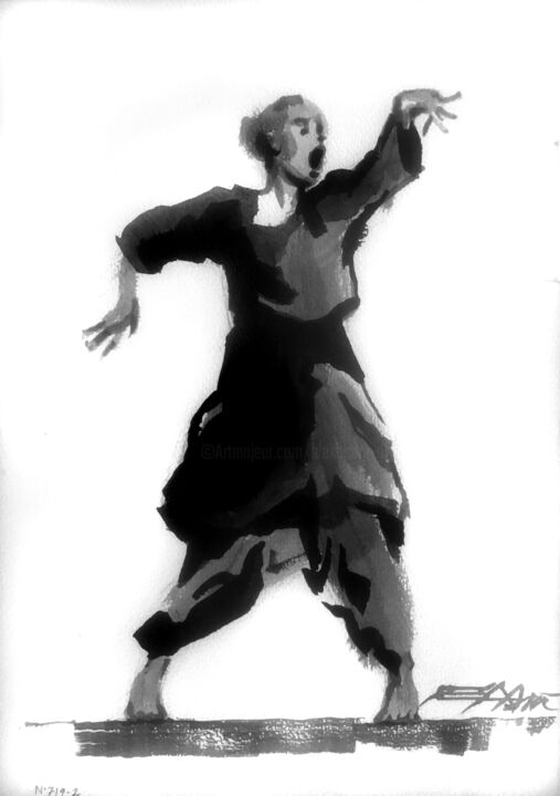 N°719-2 Ana Lee Evans. danse contemporaine 绘画, 11.7x8.3 in
