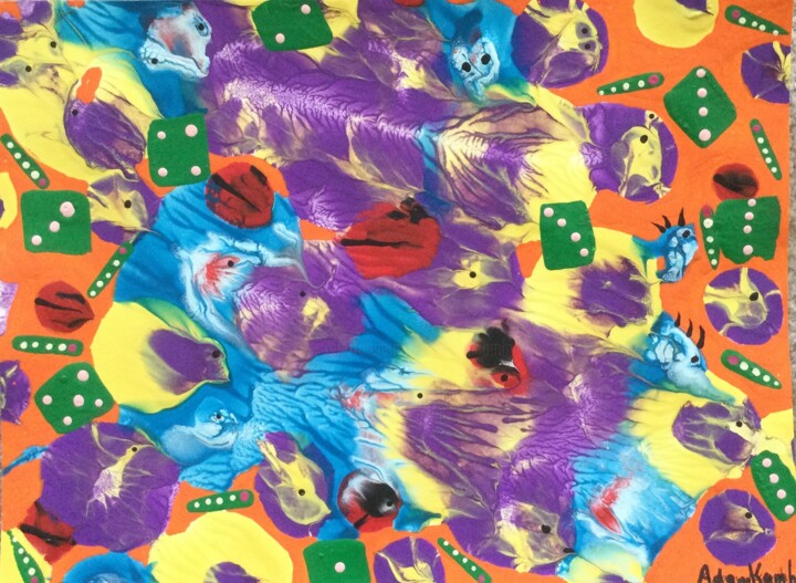 Cluster of creatures 绘画, 9x12 in