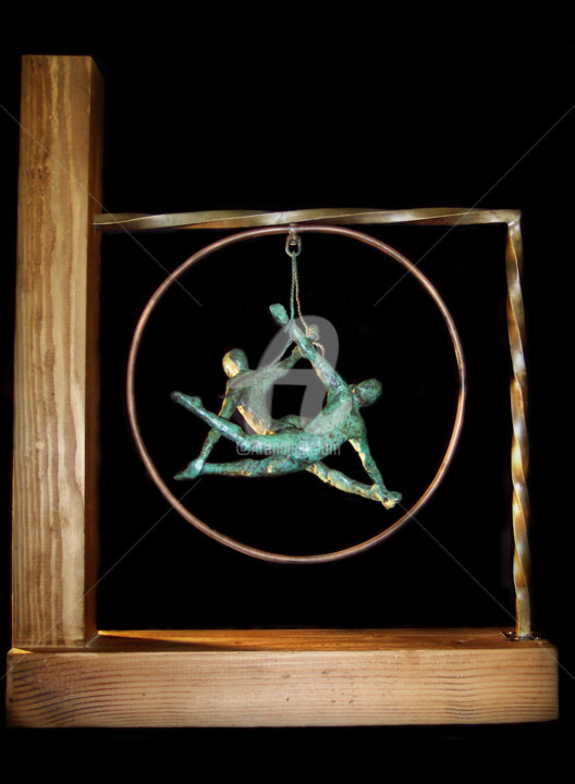 Sculpture titled "FLYING IN DUO" by Marie-Pierre Philippe-Lohézic (MPPL-ART), Original Artwork, Bronze
