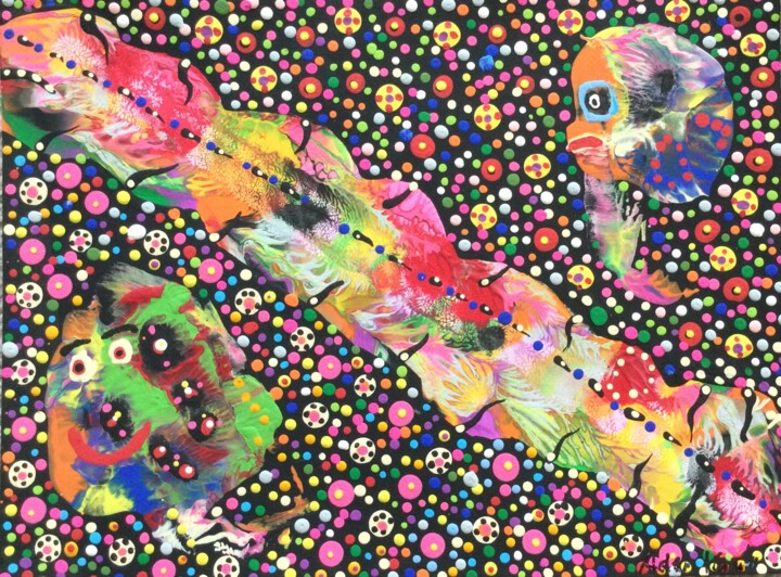 Aliens lingering in space 绘画, 9x12 in