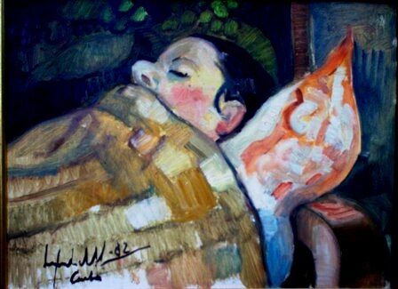Pintura intitulada "mus044 - Figura em…" por Luiz Carlos De Andrade Lima, Obras de arte originais, Óleo
