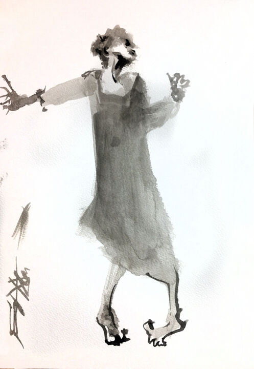 N°730-1 Ana Lee Evans. danse contemporaine 绘画, 11.7x8.3 in