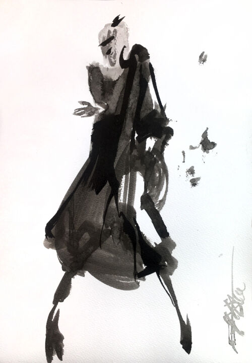 N°730-3 Ana Lee Evans. danse contemporaine 绘画, 11.7x8.3 in