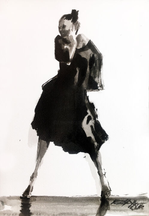 N°730-4 Ana Lee Evans. danse contemporaine 绘画, 11.7x8.3 in