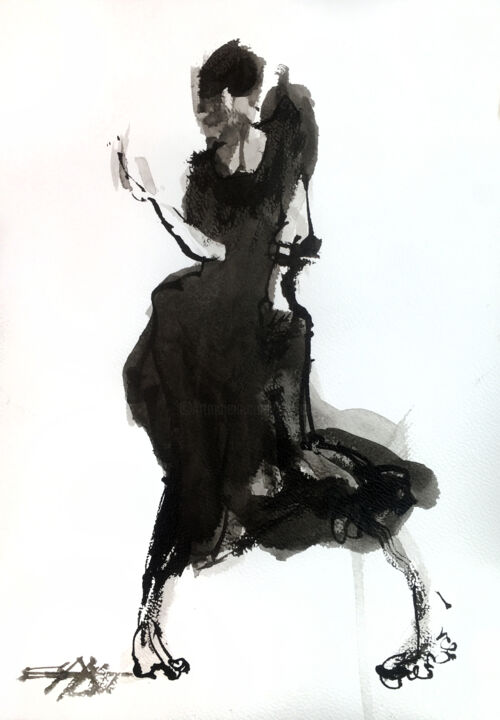 N°730-5 Ana Lee Evans. danse contemporaine 绘画, 11.7x8.3 in