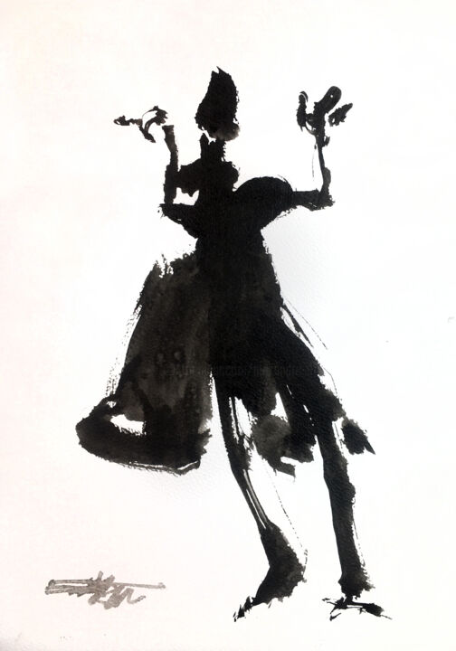 N°730-6 Ana Lee Evans. danse contemporaine 绘画, 11.7x8.3 in
