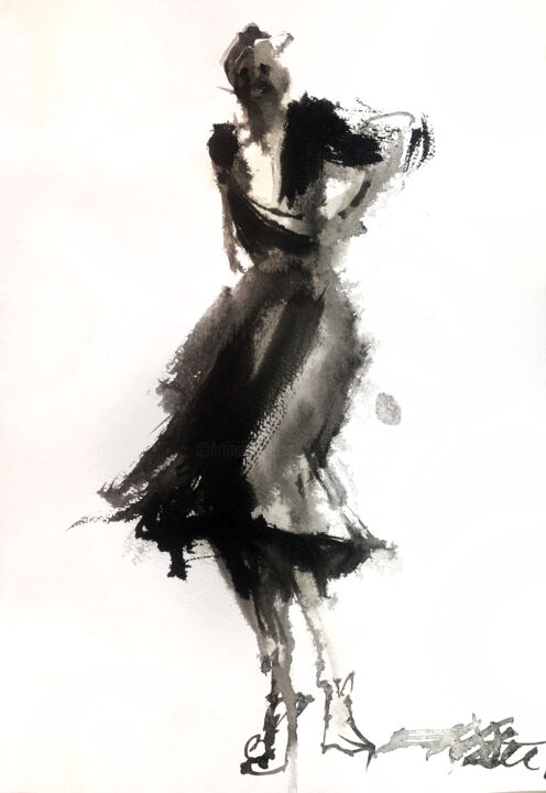 N°730-8 Ana Lee Evans danse contemporaine 绘画, 11.7x8.3 in