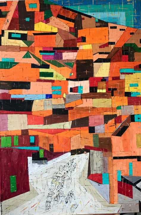 exode rural 绘画, 51.2x35 in