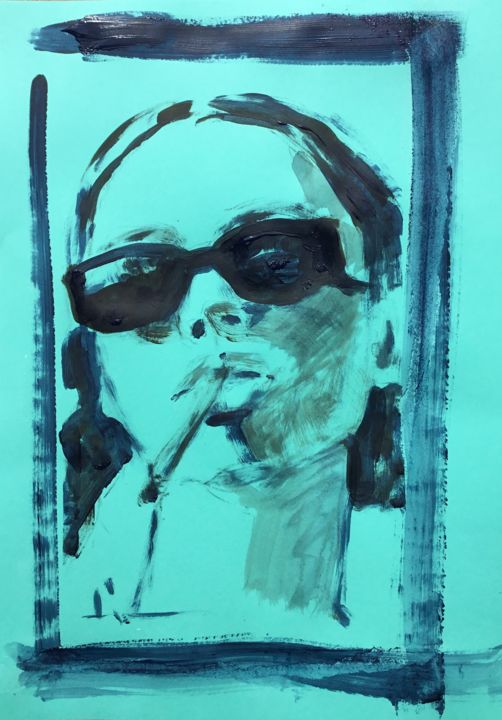 Glasses & Cigarette 绘画, 11.4x8.3 in