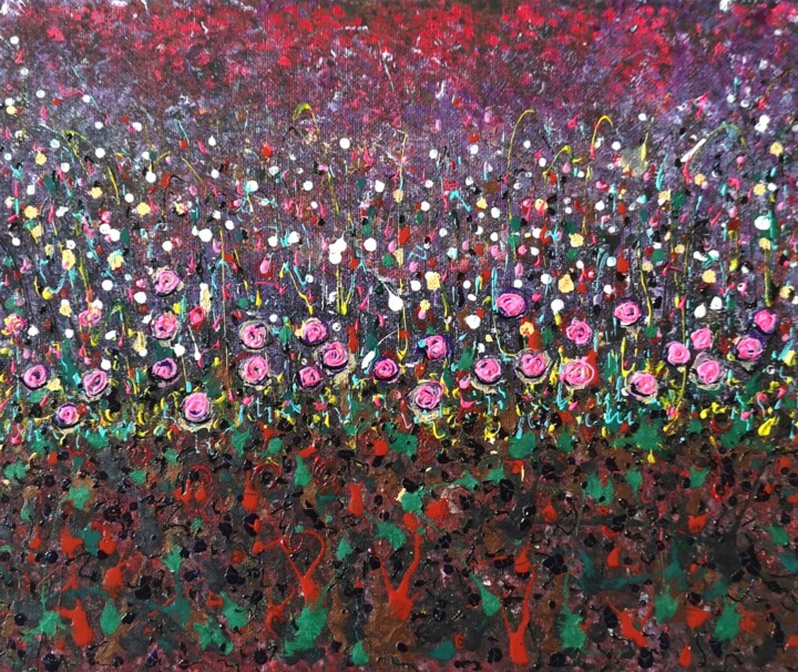 Floral fantasy #1 - original acrylic painting 绘画, 9.8x11.8 in