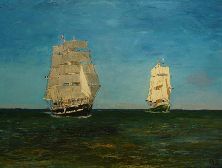 Pintura titulada "Le Belem et l'Asgar…" por Pich, Obra de arte original, Oleo Montado en Bastidor de camilla de madera