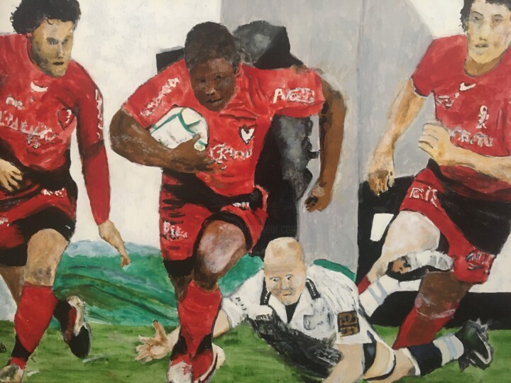 La force du Rugby 绘画, 20.1x27.6 in