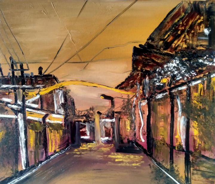 Painting titled "Lockdown" by Atignas Art, Original Artwork, Oil Mounted on Wood Panel