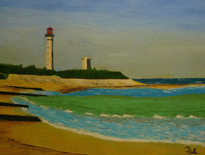 Pintura titulada "Le Phare et la Tour…" por Pich, Obra de arte original, Acrílico Montado en Bastidor de camilla de madera
