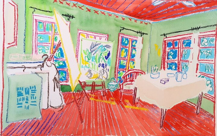 Drawing titled "Le bocal" by Catherine Delmas Lett, Original Artwork, Gouache