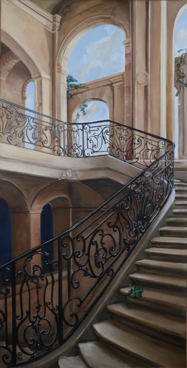 Peinture intitulée "Vue imaginaire de l…" par Marie-Luce Colatrella, Œuvre d'art originale, Acrylique