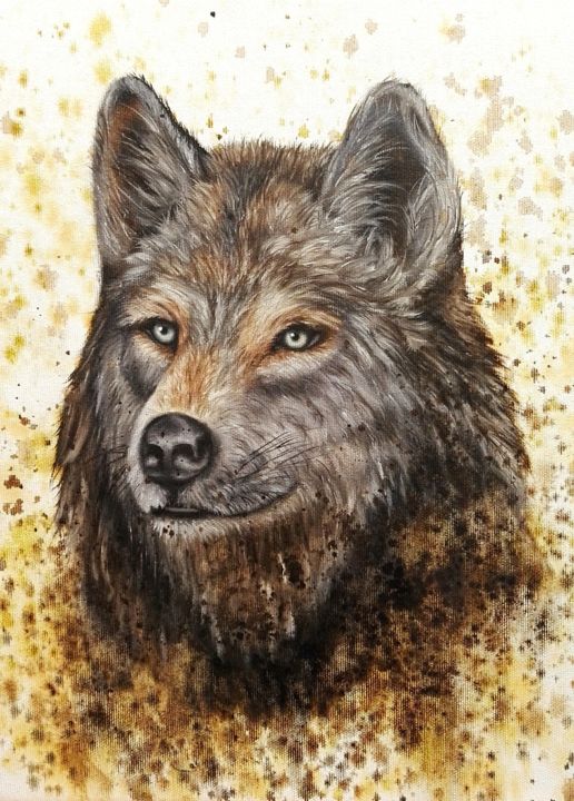 Le loup série animalière édition 2021 绘画, 15.8x11.8 in