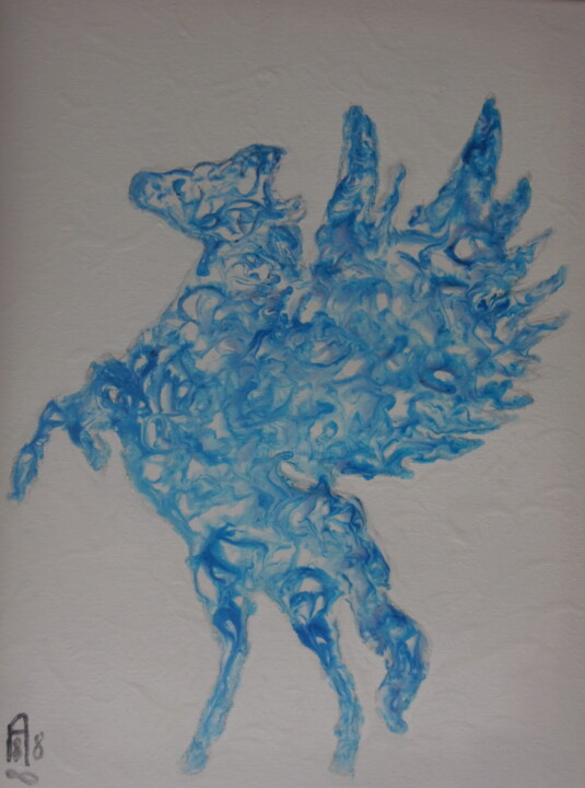 Peinture intitulée "Pégase, le Cheval A…" par Audran, Œuvre d'art originale, Pigments