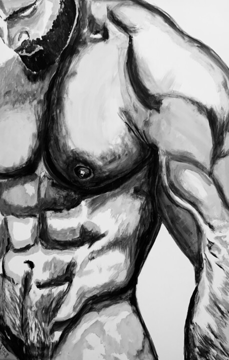 Painting titled "Le body builder" by Gerard Menvussa, Original Artwork, Acrylic